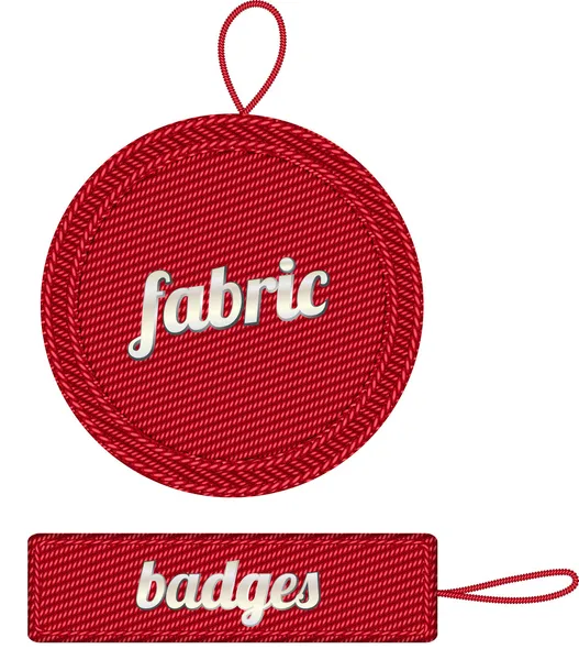 Red vector fabric badges with straps — Stock Vector