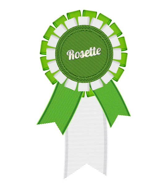 Rosette de ruban texturée en tissu détaillé vectoriel vert et blanc — Image vectorielle