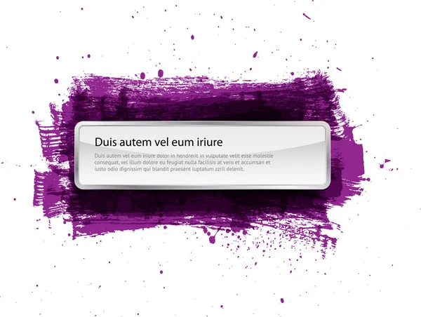 Glossy vector banner over painted grungy purple background — Stock Vector