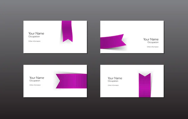 Purple ribbon vector business card - banner templates — Stock Vector