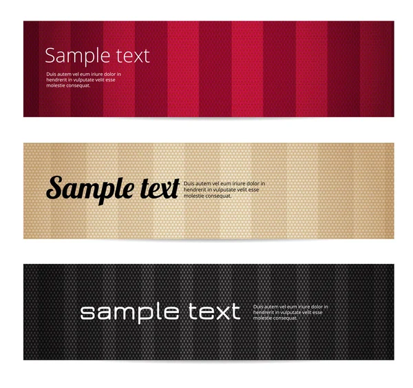 Striped fabric textured vector banners — Stock Vector