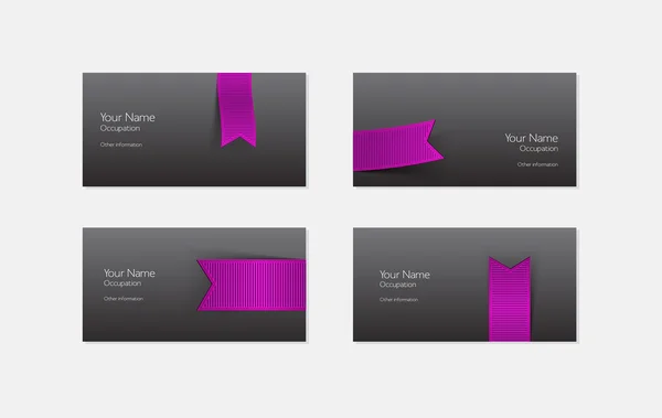 Абстрактні векторні візитки - банери з фіолетовою стрічкою — стоковий вектор