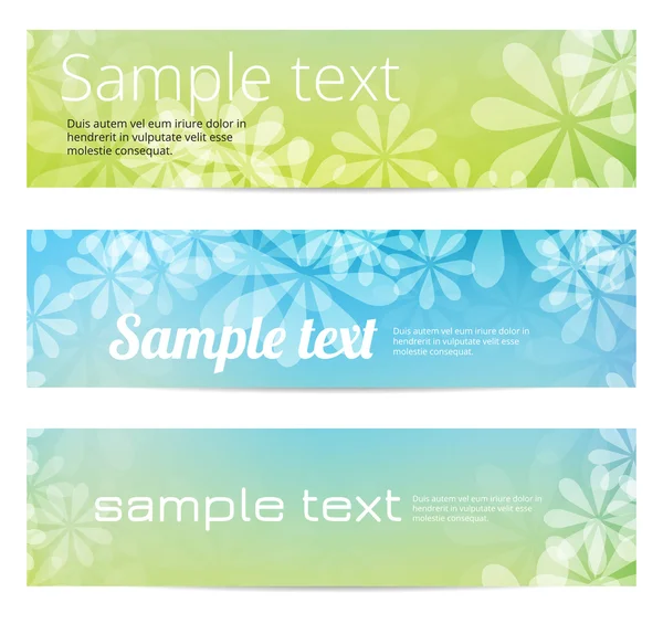 Verde - azul floral verano vector banners — Archivo Imágenes Vectoriales