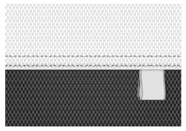 Tissu vectoriel noir et blanc fond textile avec une étiquette ruban blanc — Image vectorielle