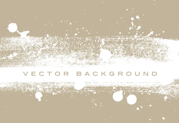 Beige vector grungy brush stroke hand painted background with paint splatter — Stock Vector