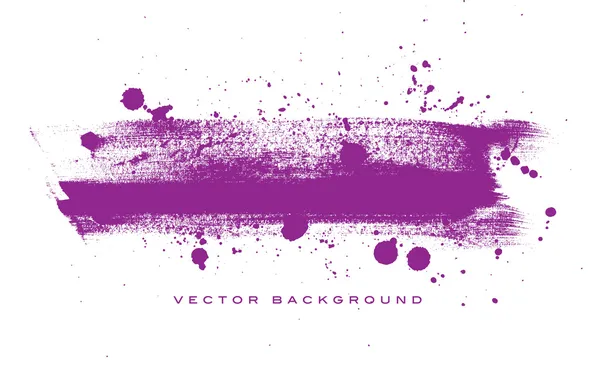 Purple vector grungy brush stroke hand painted background with paint splatter — Stock Vector