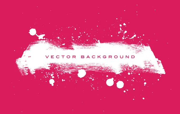 Pink vector grungy brush stroke hand painted background with paint splatter — Stock Vector