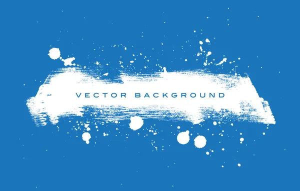 Blue vector grungy brush stroke hand painted background with paint splatter — Stock Vector