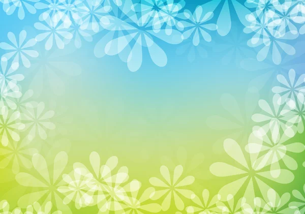 Tasarlamak vektör yaz yeşil ve mavi çiçek ince yumuşak arka plan — Stok Vektör