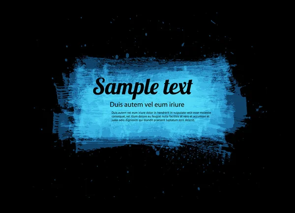 Bannière grungy peinte vectorielle bleue - fond noir — Image vectorielle