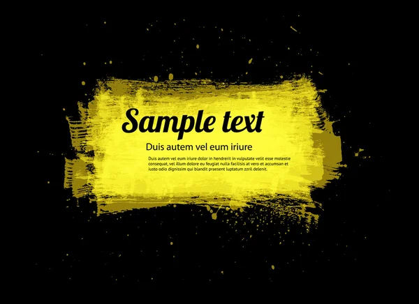 Bannière grungy peinte vectorielle jaune - fond noir — Image vectorielle
