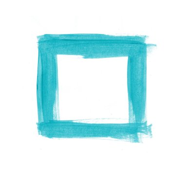 Turkuaz el boyalı kare çerçeve