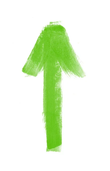 Zelená ručně malované šipku tahů štětce — Stock fotografie