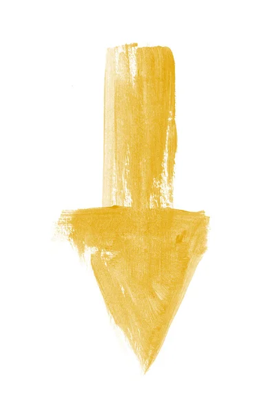 黄色の手描きのブラシ ストロークの矢印 — ストック写真
