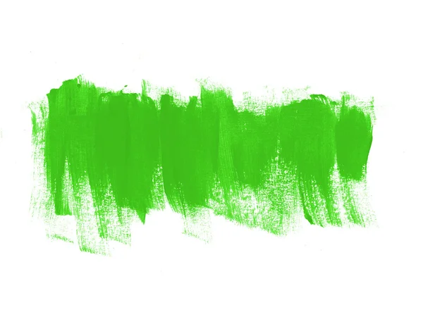 Green hand painted brush strokes daub — Stock Photo, Image