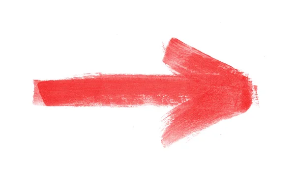 Red hand painted brush stroke arrow — Stock Photo, Image