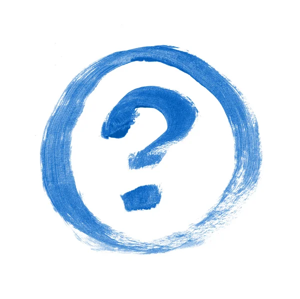 Blue hand-painted question mark sign - icon — Stock Photo, Image