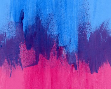 Magenta and blue hand-painted brush stroke daub background clipart