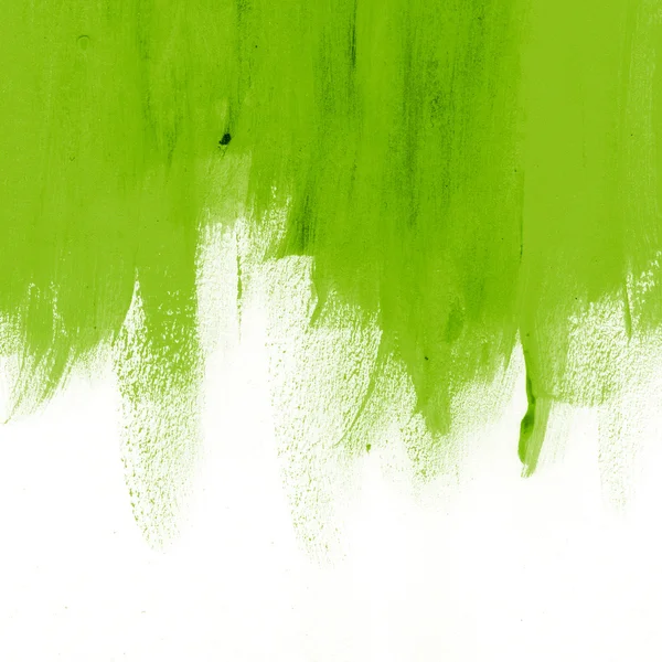 Green hand-painted brush stroke daub background — Stock Photo, Image