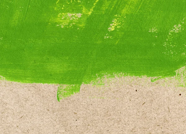 Green hand-painted brush stroke daub background over old vintage paper — Stock Photo, Image