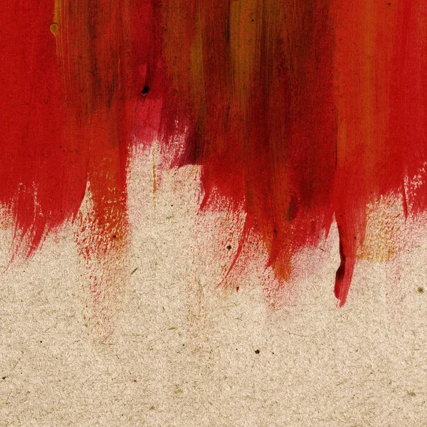 Röd handmålade brush stroke daub bakgrund över gamla vintage papper — Stockfoto