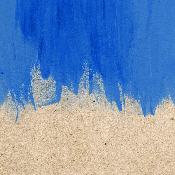 Blue hand-painted brush stroke daub background over old vintage paper — Stock Photo, Image