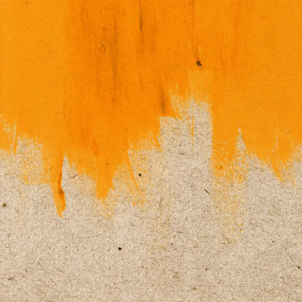 Yellow abstract hand-painted brush stroke daub background over vintage old paper — Stock Photo, Image