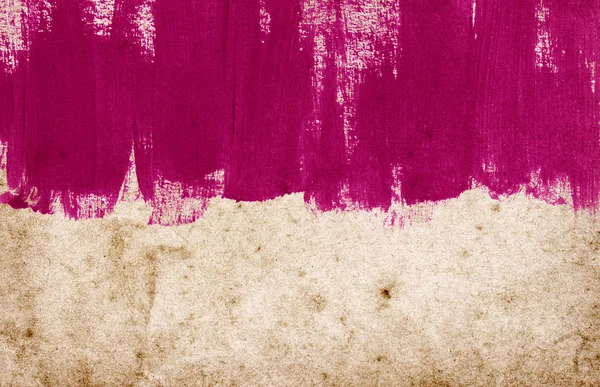 Purple hand-painted brush stroke daub background over old vintage paper — Stock Photo, Image