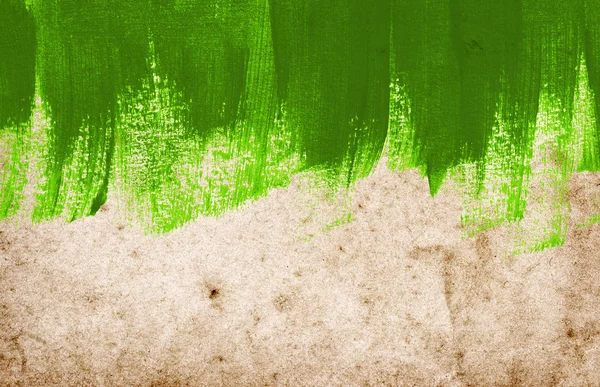 Pinceau vert peint à la main course fond daub sur vieux papier vintage — Photo