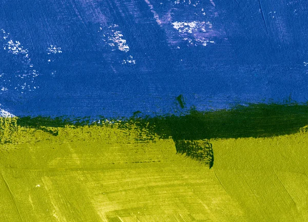 Yellow and blue hand-painted brush stroke daub background — Stock Photo, Image