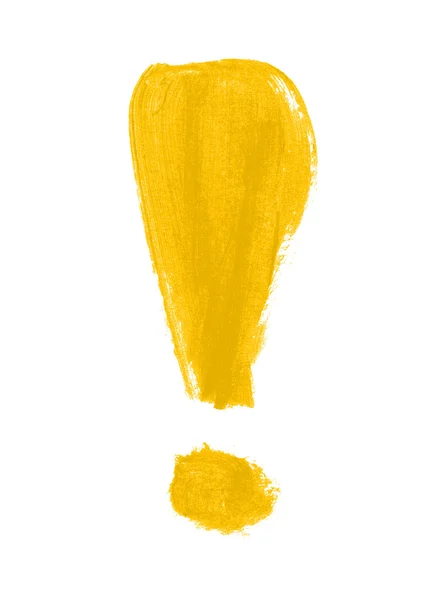 Yellow hand-painted exclamation mark — Stock Photo, Image