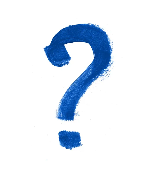 Blue hand-painted question mark — Stock Photo, Image