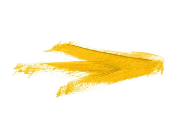 Yellow hand painted brush stroke arrow — Stock Photo, Image