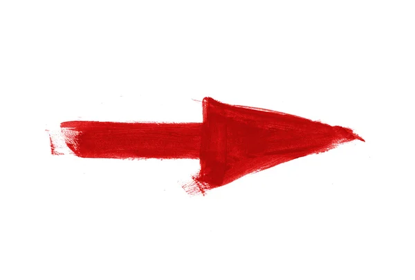 Red hand painted brush stroke arrow — Stock Photo, Image