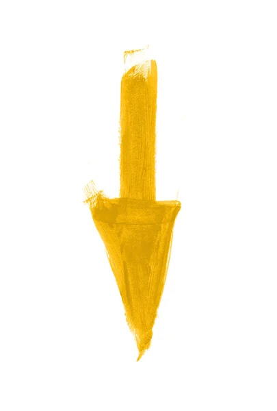 Yellow hand painted brush stroke arrow — Stock Photo, Image