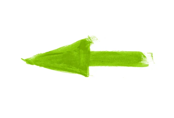 Green hand painted brush stroke arrow — Stock Photo, Image