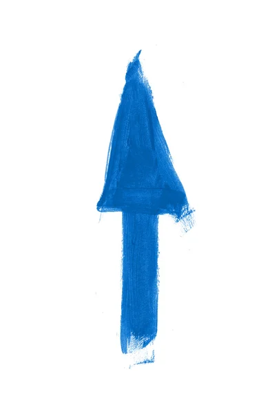 Blue hand painted brush stroke arrow — Stock Photo, Image