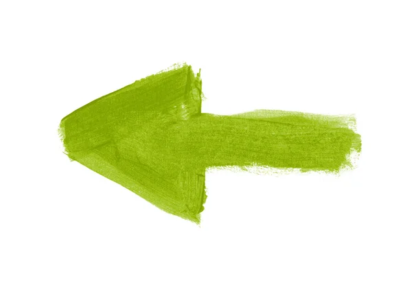 Green hand painted brush stroke arrow — Stock Vector