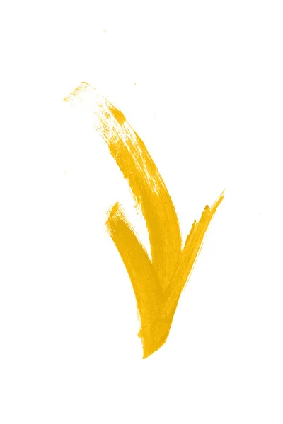 Yellow hand painted brush stroke arrow — Stock Vector