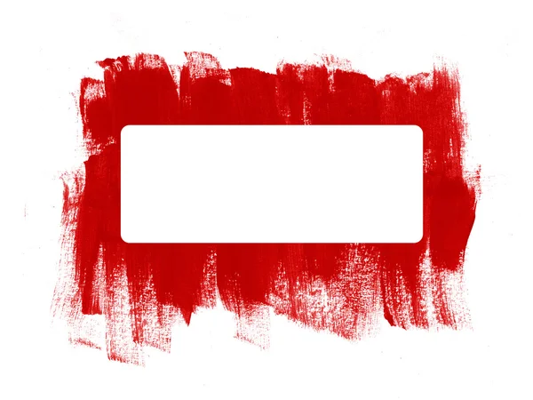 Red hand-painted brush strokes frame — Stock Vector
