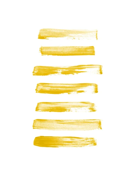 Gelbe handbemalte Pinselstriche Kollektion — Stockfoto