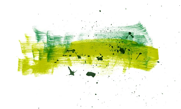 Green brush strokes and paint spatter — Stock Photo, Image