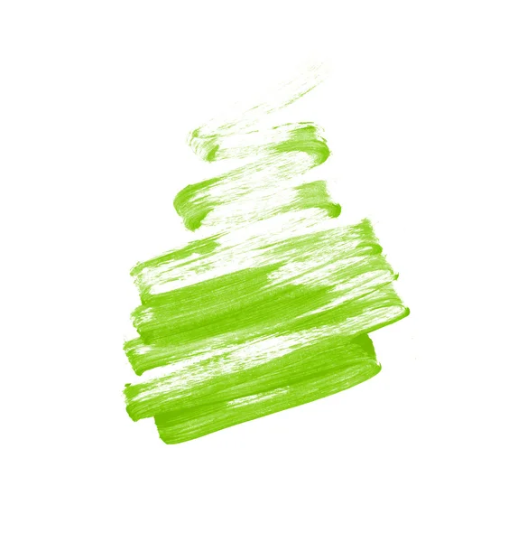 Green hand painted zig zag brush stroke — Stock Photo, Image