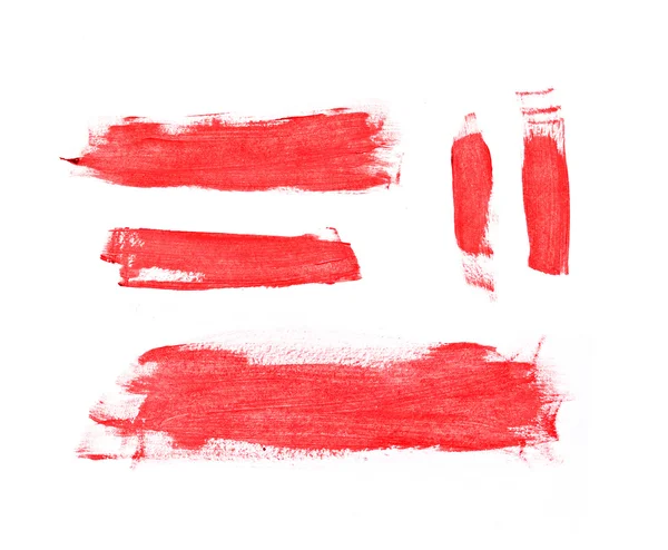 Parlak kırmızı el boyalı fırça darbeleri — Stok fotoğraf