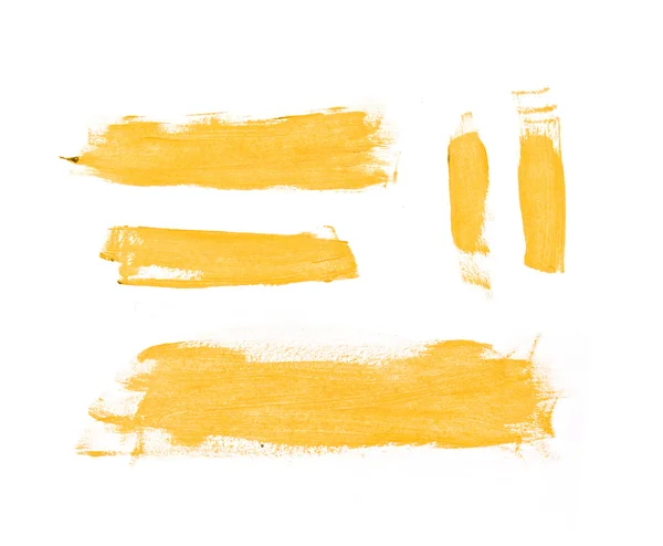 Bright yellow hand painted brush strokes — Stock Photo, Image