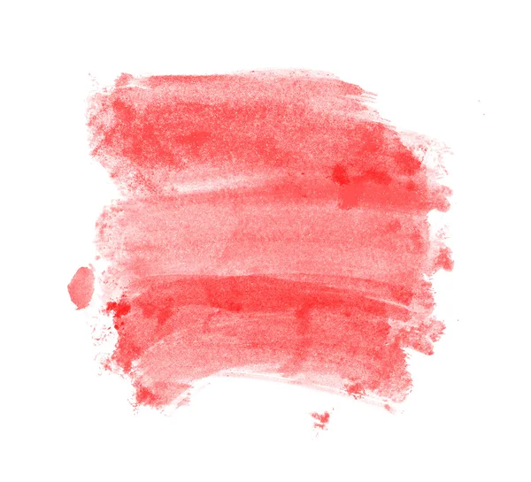 Røde håndmalte penselstrøk med akvarellmaling – stockfoto