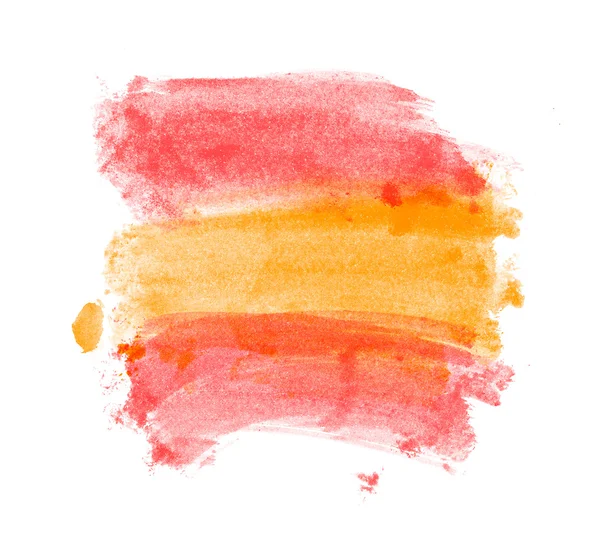 Sárga és piros kézzel festett ecsetvonások akvarell daub — Stock Fotó