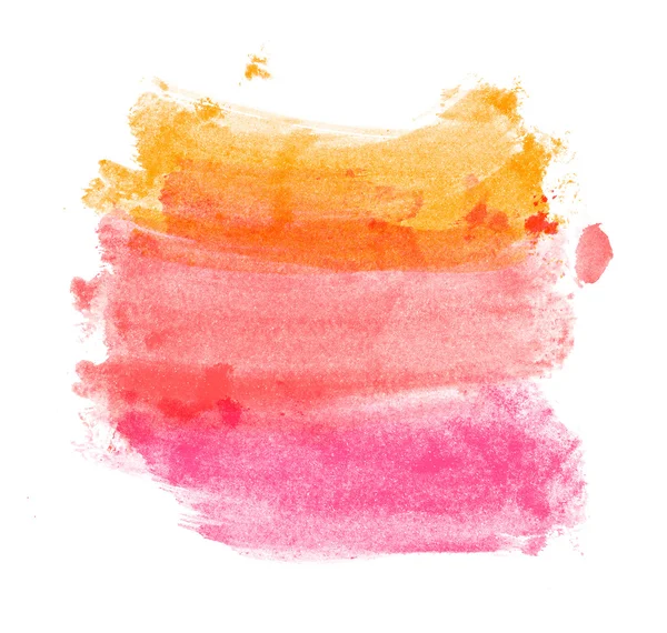Orange and red hand painted brush strokes watercolor daub — Stock Photo, Image