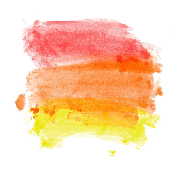 Pinceau peint à la main jaune, orange et rouge touches aquarelle daub — Photo