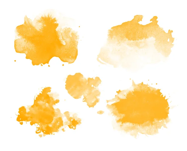 Абстрактные изолированные жёлтые акварельные пятна — стоковое фото